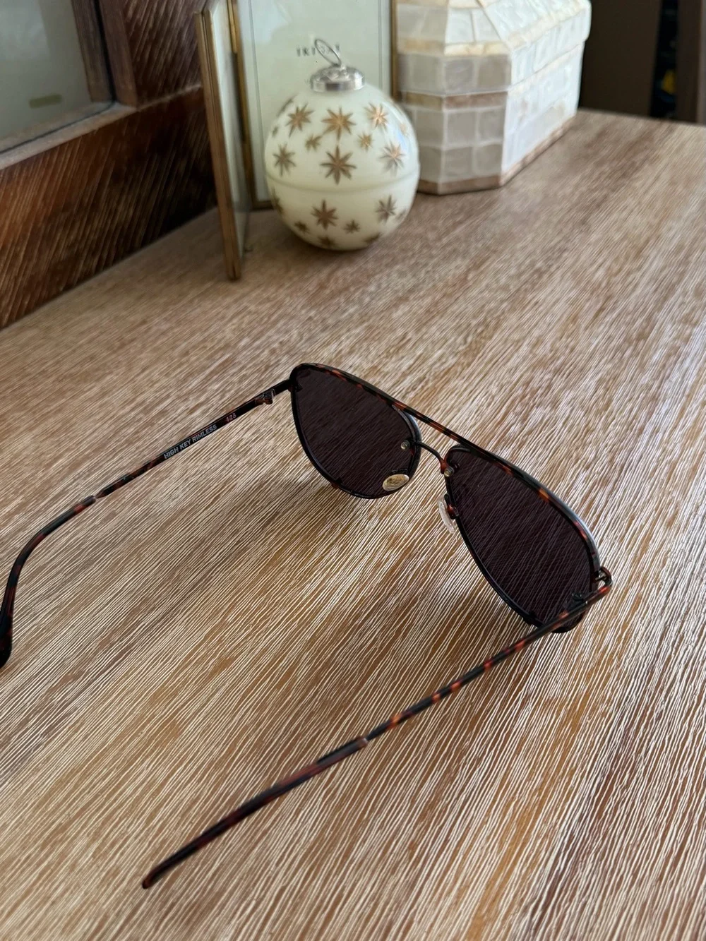 Quay Australia Tortoiseshell Aviator Sunglasses with Black Lenses